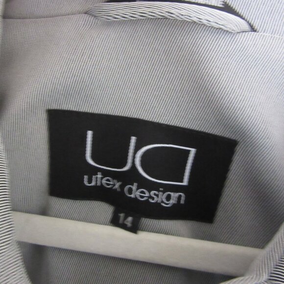 Utex Design Trench Coat Woman's Button Up Pockets Lined Full Length Gray Size 14 - Picture 2 of 15